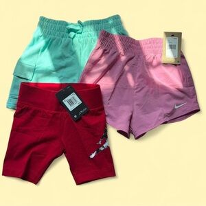 Girls Mint, Pink & Red Athletic Shorts Trio